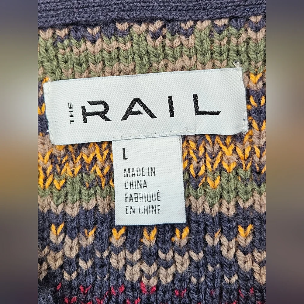 Rails‎ Mens Shawl Full Zip Cardigan Large Striped Blue Multicolor Cotton Blend